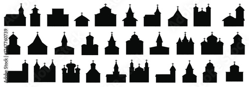 big set of church icon flat set of church vector icons for web design