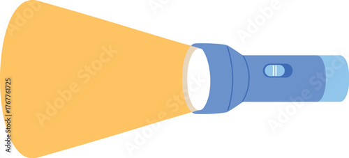 Isolated Blue Flashlight With Light Beam, Illuminating Blue Torchlight, Blue LED Flashlight with Bright Glow illustration
