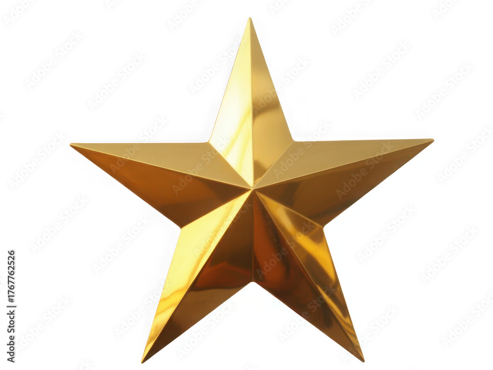 Fototapeta premium Golden star with shiny surface isolated on white background perfect for awards and decoration
