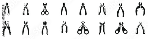 claw cutter icons set simple vector animal pet tool