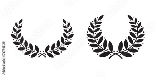Two laurel wreath isolated on white background, symbolizing victory, honor, and achievement it is a classic symbol of triumph and recognition, often used in awards