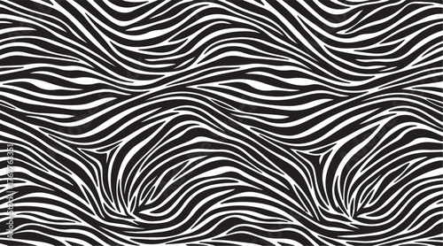 Seamless zebra pattern with black and white stripes, creating a dynamic and wild texture that is perfect for adding an exotic touch to any design project or fashion piece