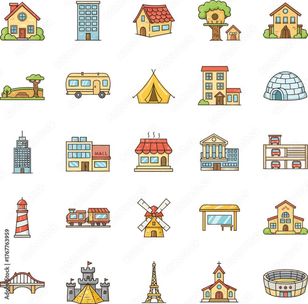 Obraz premium Building And structure icon set.eps