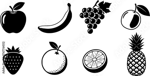 set of fruits and berries vector illustration