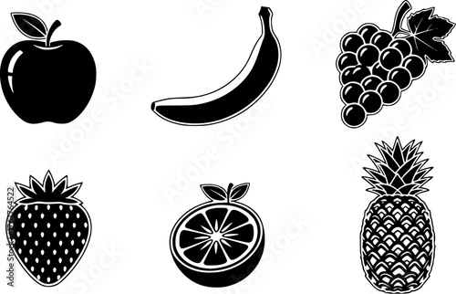 set of fruits and berries vector illustration