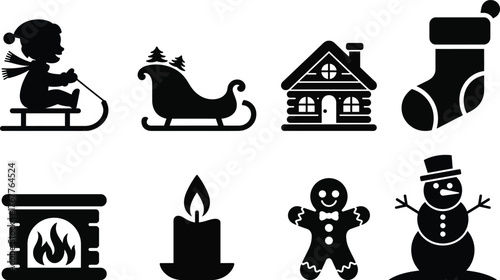 Festive christmas icons collection for holiday decoration and design projects