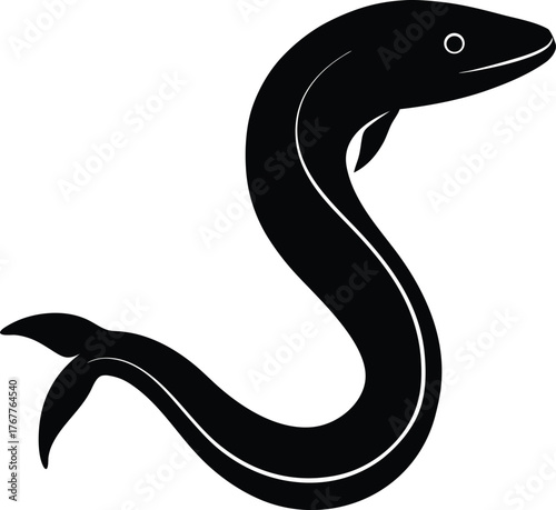An eel silhouette vector illustration