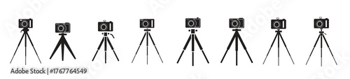 camera tripod silhouette vector illustration