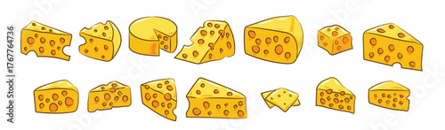 Set of Cheese vector illustration