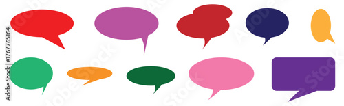 Big set of speech bubbles,Collection of colorful speech balloon communication concept, Speak bubble text, vector set of flat message bubbles show chat bubble or dialog boxes on white background.	