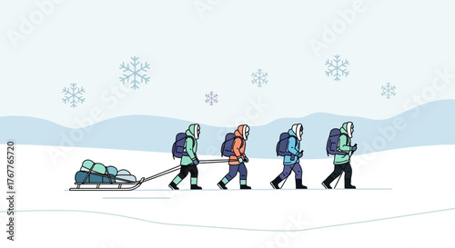 Arctic Expedition: Winter Journey of Exploration Through Snowy Landscapes for Adventurers