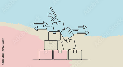 Boxes Being Directed, Delivered, and Arranged on an Attractive Pastel Background