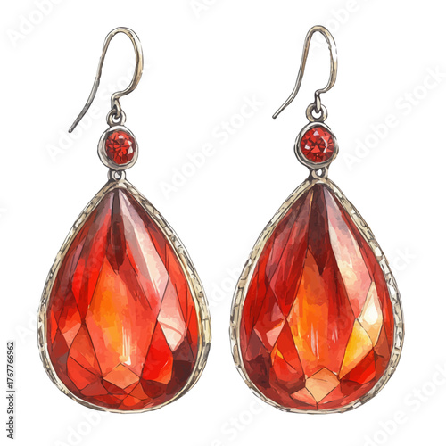 watercolor vector of Threader Earrings, isolated on a white background.