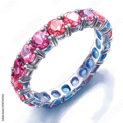 Tennis Bracelet, watercolor illustration vector, isolated on a white background.