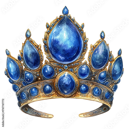 Temple Crown, watercolor clipart vector, isolated on a white background.