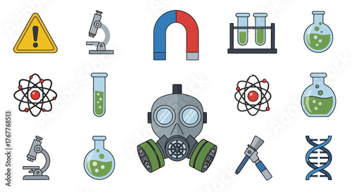 Collection of scientific instruments and laboratory equipment for research and experimentation