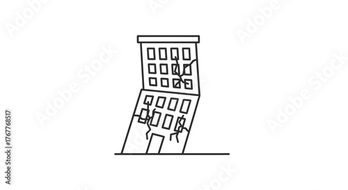 Collapsing Skyscraper Depicting Destruction from Seismic Activity and Structural Failure