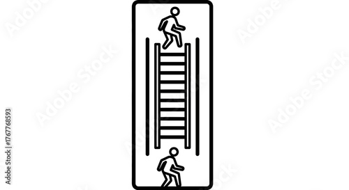Conceptual Ascending And Descending Pictogram Design With A Minimalist Aesthetic Display