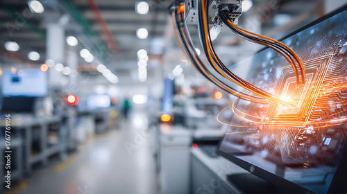 Ai agent revolutionizing industrial automation in smart factories digital environment futuristic concept