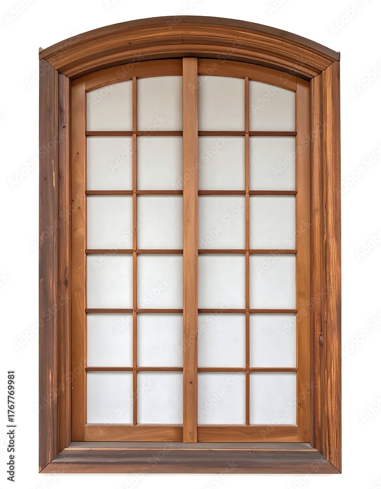 Fototapeta premium Wooden arched window with divided panes