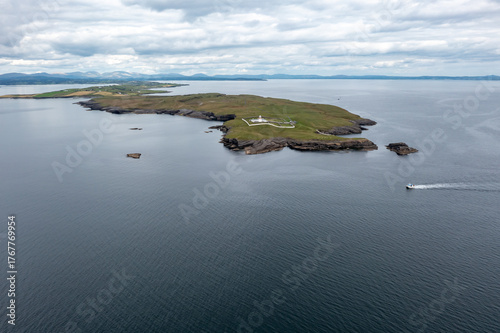 Aerial View of St John's Point Lighthouse in County Donegal, Ireland