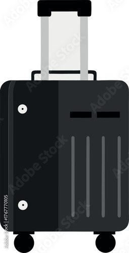 Simple black silhouette of a rolling suitcase with telescopic handle and wheels