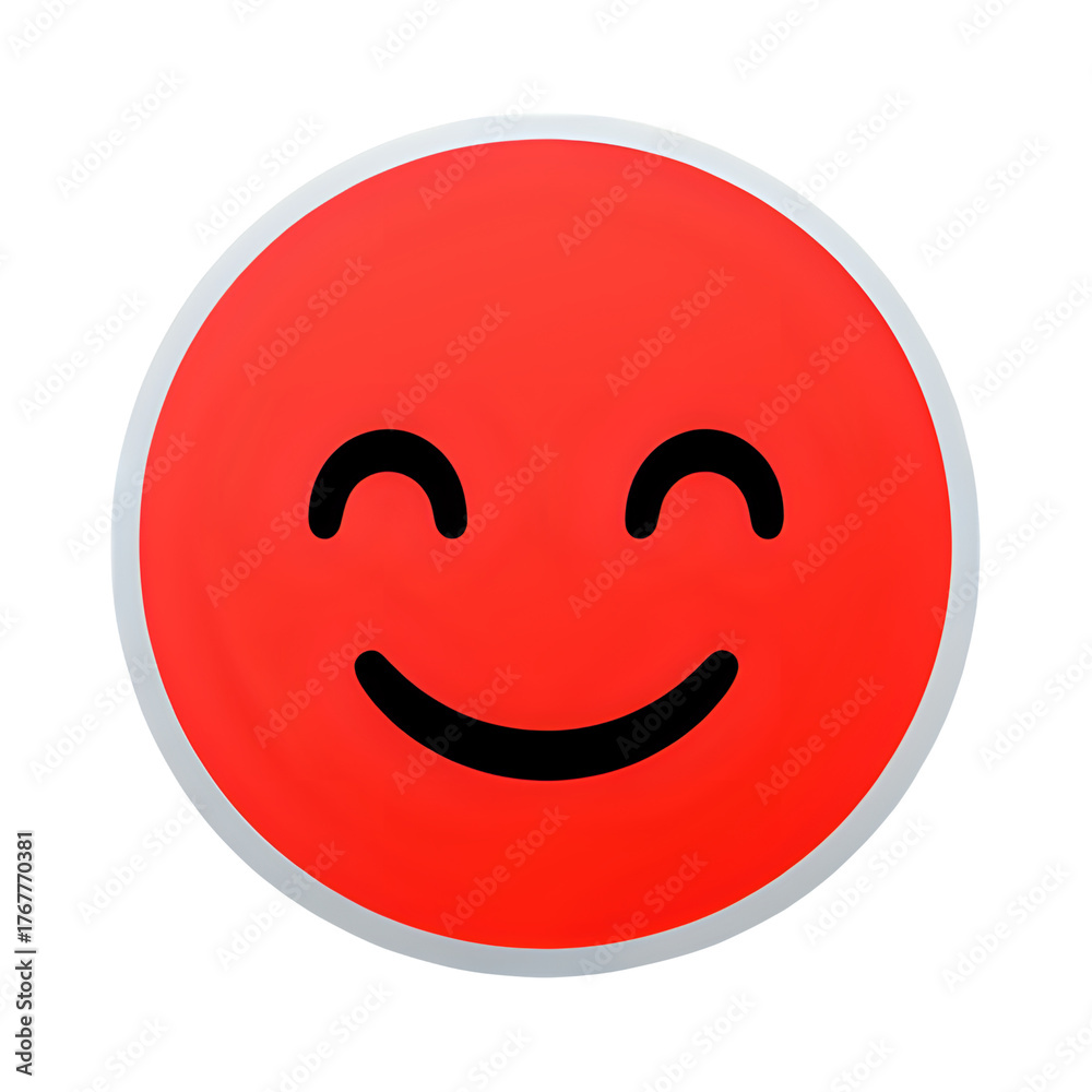 Fototapeta premium Happy red smiley face isolated on transparent background