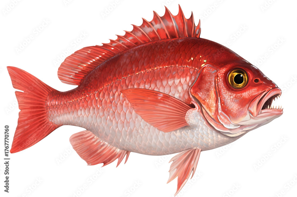 Fototapeta premium Detailed illustration of a red snapper fish