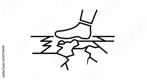 Foot Crushing a Surface, Illustration Depicting Destruction, Impact, and Transformation