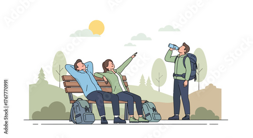 Enjoying Peaceful Leisure Time Together While Backpacking and Staying Hydrated