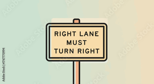Essential Road Sign Right Lane Turn Right Concept Transportation Symbol Illustration