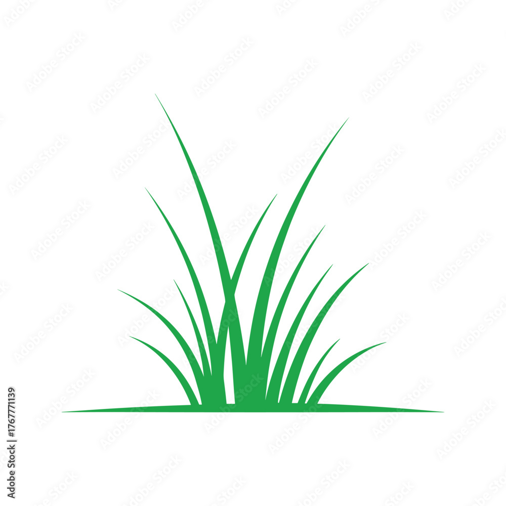 Fototapeta premium Green Grass Lawn or Nature Element Vector Silhouette Isolated on White Background