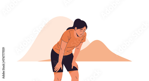 Exhausted Athlete Resting: A Vector Illustration Depicting Physical Strain And Fatigue