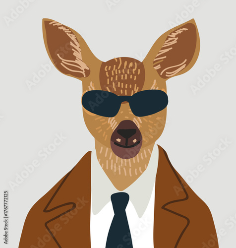 Avatar baby deer, adorable fawn. Animal character, avatar, Hand drawn vector illustration.