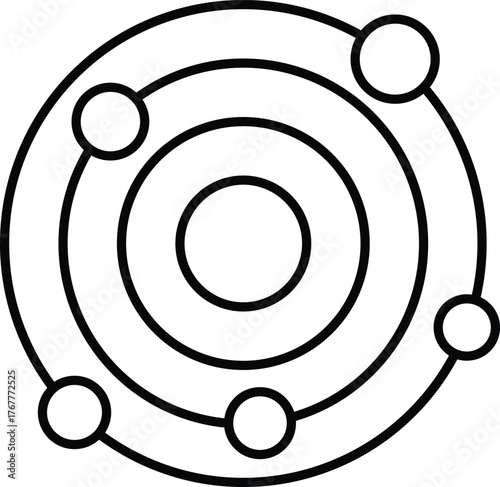 Vector icon of space orbit, symbolizing astronomy, planets, rotation, and science exploration. Perfect for space-themed projects, education, technology, and infographic design