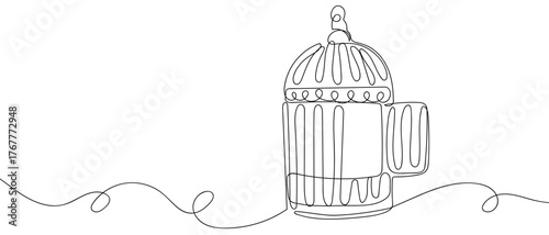 Bird cage, one continuous line Digital single line sketch drawing vector illustration edited strokes.