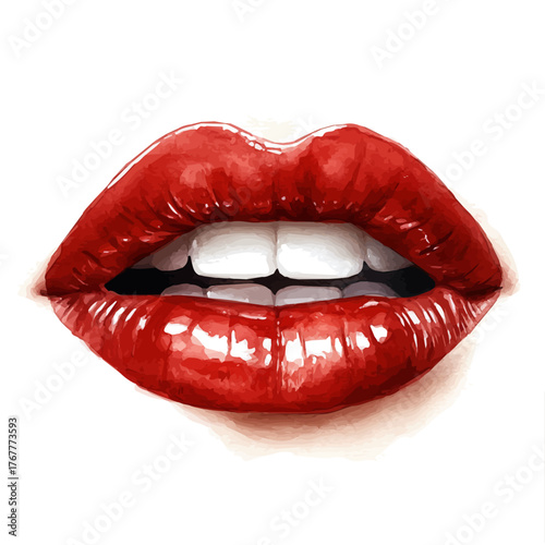 watercolor of Statement Lip Ring, vector, isolated on a white background.