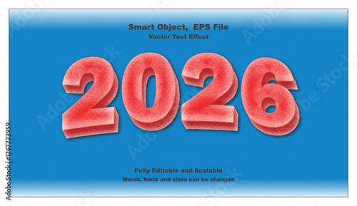 2026 text effect new year, future, modern, digital editable typography.