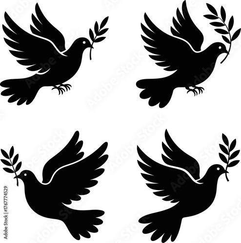 Pigion flying tree pata  Support for Hunger Awareness Vector Set