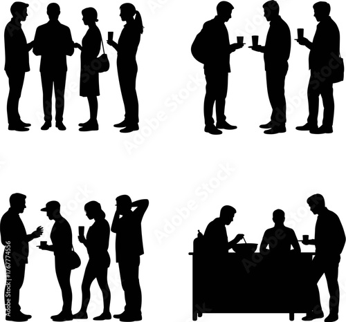 Social Communication Business Silhouette Corporate Partnership Silhouette Concept
