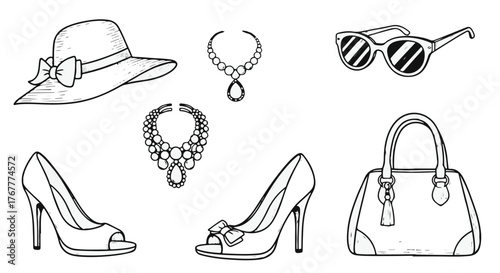 Vector illustration set of elegant women and men shoes featuring fashion boots, high heels, and stylish leather accessories for a beauty footwear design