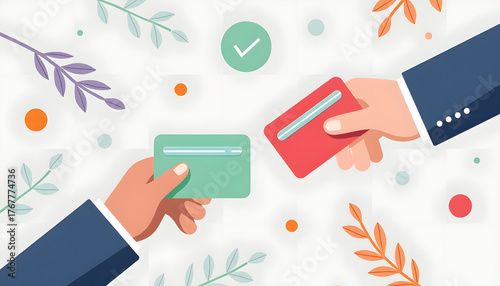 Hands holding credit cards, online payment, and secure financial transactions