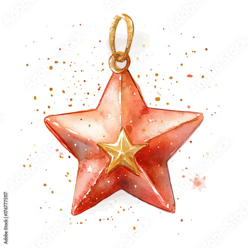Star Pendant, watercolor vector, isolated on a white background.
