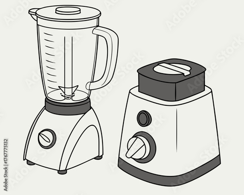 Illustration of a blender and food processor
