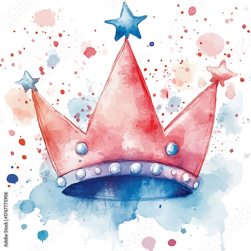 watercolor of Star Crown, vector, isolated on a white background.