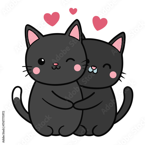 Adorable cute cats hugging illustration vector graphic scalable eps design element