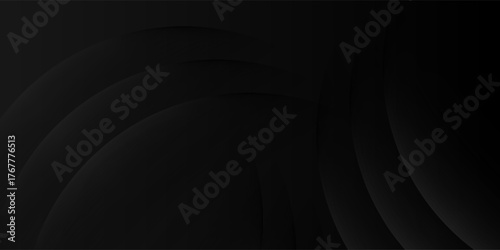 Dark black background abstract 3D geometric with wave effect decoration. modern creative trendy design