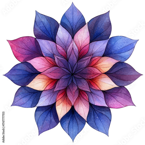 Spiritual Medallion, watercolor painting vector, isolated on a white background.