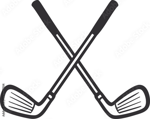 Golf clubs crossed sport equipment vector graphic