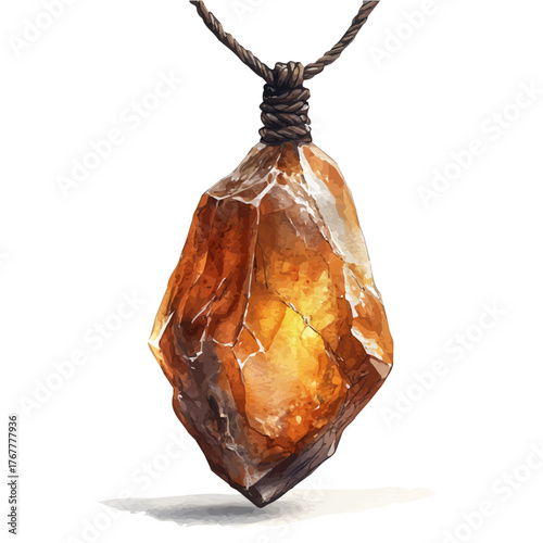 watercolor vector of Sorcereras Amulet, isolated on a white background.